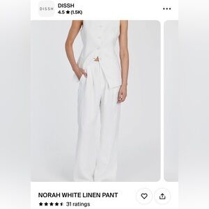 DISSH Norah White Linen Pants Size 2